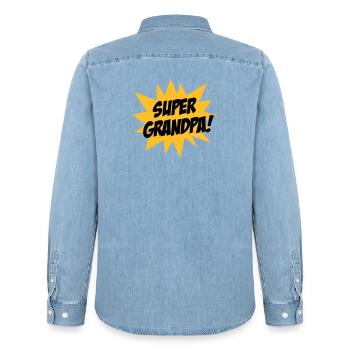 Super Grandpa ! - Männer Jeanshemd Organic von Stanley/Stella - verwaschenes Hellblau - Hinten - AI Model Male 185 light (185cm)