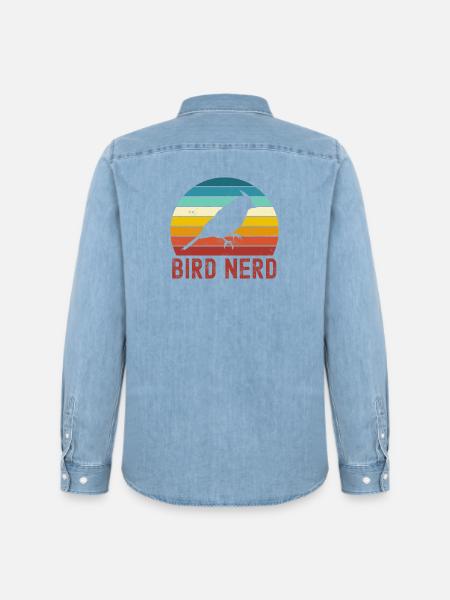 Oiseaux oiseaux - Chemise en denim homme bio Stanley/Stella - bleu clair délavé