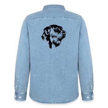 Giant Schnauzer Head - Men’s Organic Denim Shirt by Stanley/Stella - light wash - Back - AI Model Male 185 light (185cm)