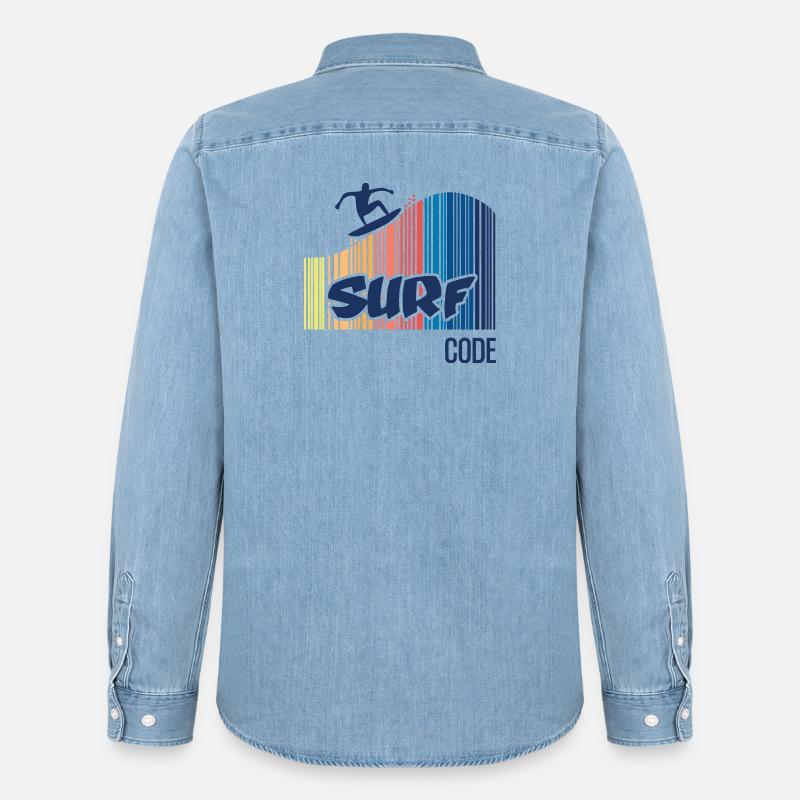 Surfcode - Männer Jeanshemd Organic von Stanley/Stella - verwaschenes Hellblau