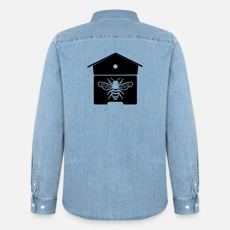 Bienenhaus oder Bienennest - Männer Jeanshemd Organic von Stanley/Stella - verwaschenes Hellblau