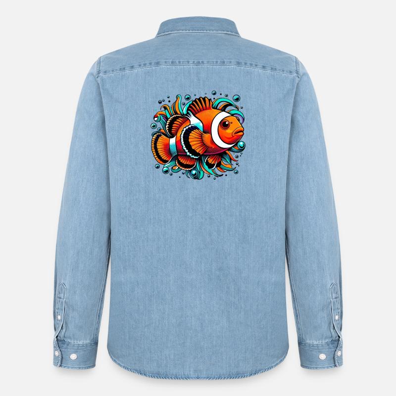 Clownfisch - Männer Jeanshemd Organic von Stanley/Stella - verwaschenes Hellblau