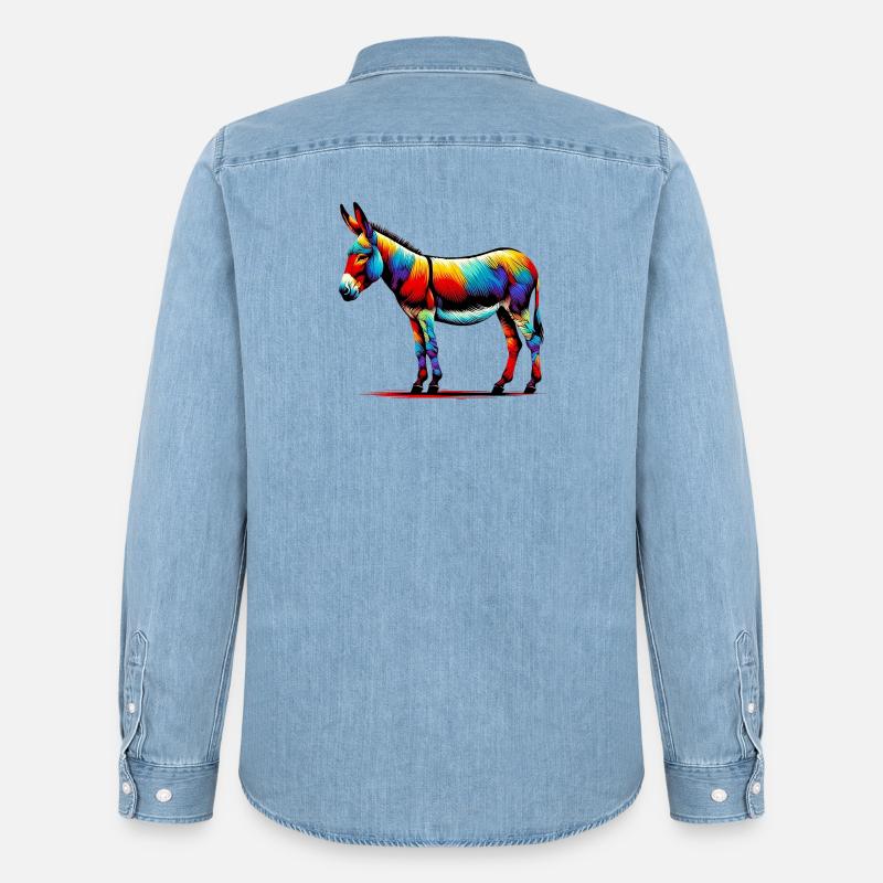 Asino asinello ciuccio mulo - Camicia in denim uomo bio di Stanley/Stella - azzurro chiaro slavato