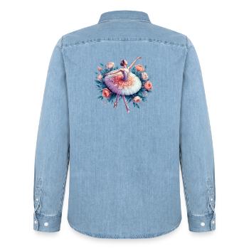 Danseuse de ballet avec tutu - Chemise en denim homme bio Stanley/Stella - bleu clair délavé - Dos - AI Model Male 185 light (185cm)