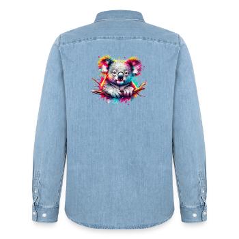 Koala - Männer Jeanshemd Organic von Stanley/Stella - verwaschenes Hellblau - Hinten - AI Model Male 185 light (185cm)
