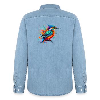 Martin-pêcheur - Chemise en denim homme bio Stanley/Stella - bleu clair délavé - Dos - AI Model Male 185 light (185cm)