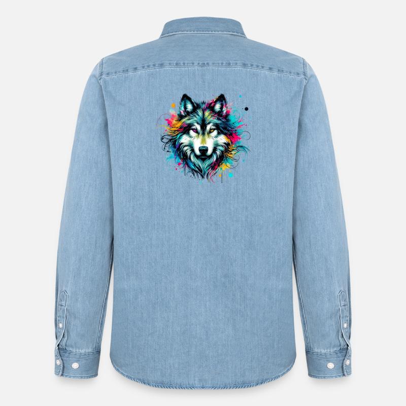 Wolf - Männer Jeanshemd Organic von Stanley/Stella - verwaschenes Hellblau