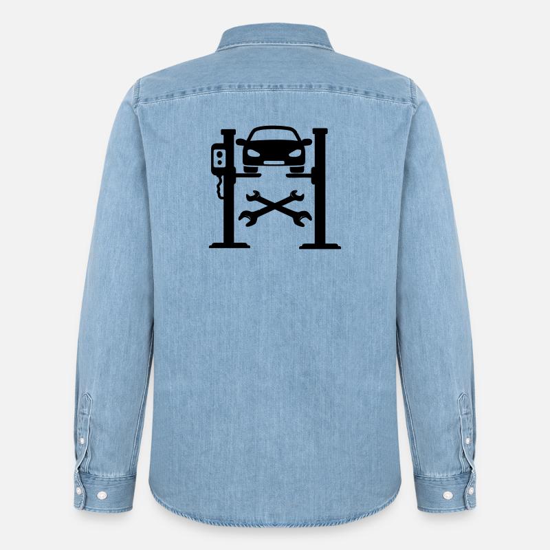 Logo der Autowerkstatt - Männer Jeanshemd Organic von Stanley/Stella - verwaschenes Hellblau