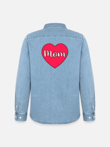 Mom Heart - Men’s Organic Denim Shirt by Stanley/Stella - light wash