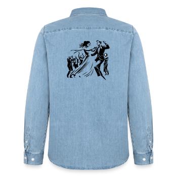 Couple de mariés - Chemise en denim homme bio Stanley/Stella - bleu clair délavé - Dos - AI Model Male 185 light (185cm)