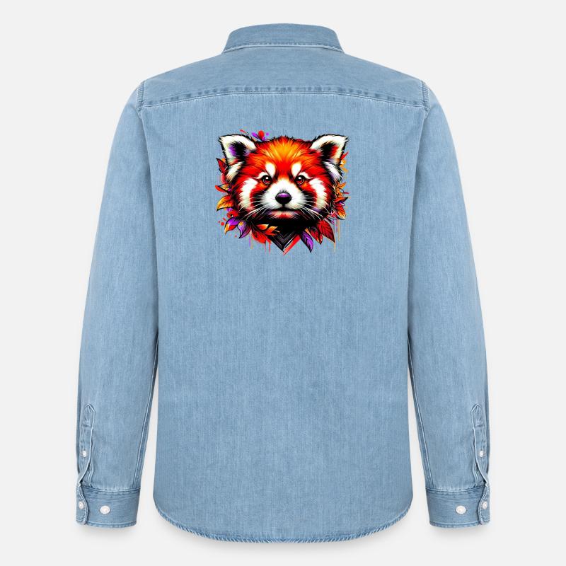 Kleiner Panda - Männer Jeanshemd Organic von Stanley/Stella - verwaschenes Hellblau