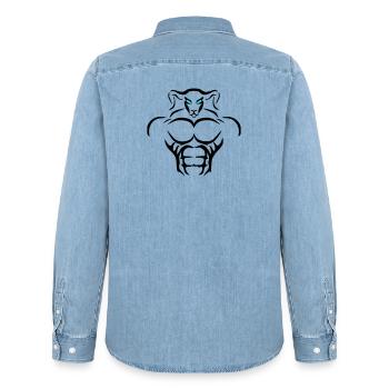 Alpha Aries Deluxe - Männer Jeanshemd Organic von Stanley/Stella - verwaschenes Hellblau - Hinten - AI Model Male 185 light (185cm)