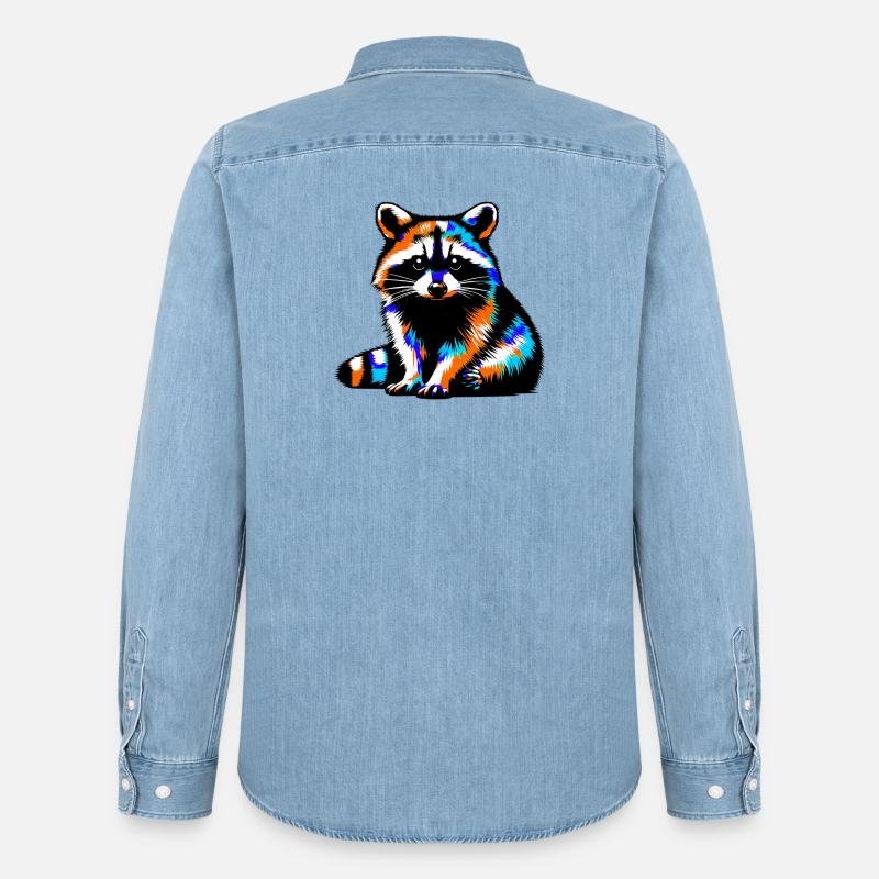 Waschbär - Männer Jeanshemd Organic von Stanley/Stella - verwaschenes Hellblau