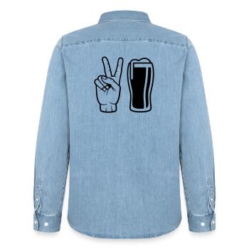 Bier bestellen - Männer Jeanshemd Organic von Stanley/Stella - verwaschenes Hellblau - Hinten - AI Model Male 185 light (185cm)