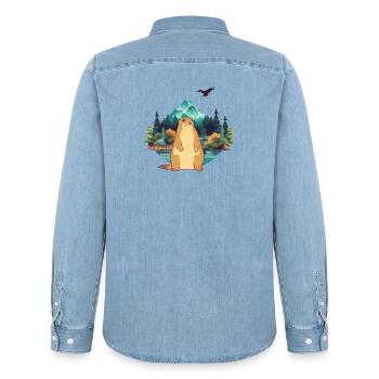 Marmot - Men’s Organic Denim Shirt by Stanley/Stella - light wash - Back - AI Model Male 185 light (185cm)
