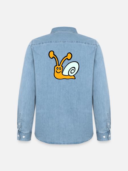 Snail Shell Cute Cute Happy Cool - Men’s Organic Denim Shirt by Stanley/Stella - light wash