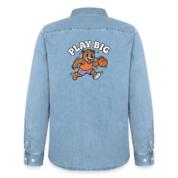 Play Big Bär Basketball - Männer Jeanshemd Organic von Stanley/Stella - verwaschenes Hellblau - Hinten - AI Model Male 185 light (185cm)