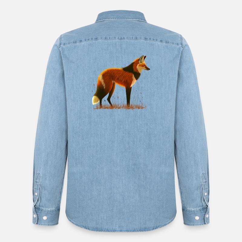 Mähnenwolf - Männer Jeanshemd Organic von Stanley/Stella - verwaschenes Hellblau