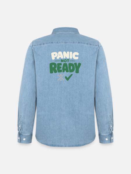 Calmness beats panic, lifestyle, - Men’s Organic Denim Shirt by Stanley/Stella - light wash