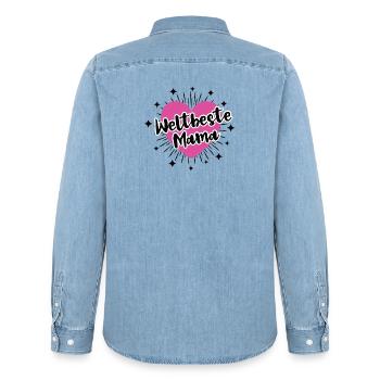 Weltbeste Mama Beste Mutter Danke Mami Mutti Mom - Männer Jeanshemd Organic von Stanley/Stella - verwaschenes Hellblau - Hinten - AI Model Male 185 light (185cm)