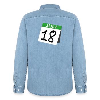 18. Geburtstag Kalender Juli Achtzehn - Männer Jeanshemd Organic von Stanley/Stella - verwaschenes Hellblau - Hinten - AI Model Male 185 light (185cm)
