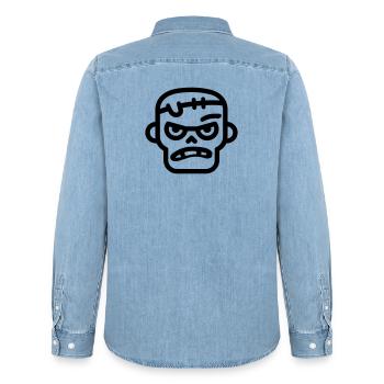 zombie - Men’s Organic Denim Shirt by Stanley/Stella - light wash - Back - AI Model Male 185 light (185cm)