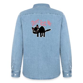 Don't Test Me Cat Naughty Funny Quote Saying Logo - Men’s Organic Denim Shirt by Stanley/Stella - light wash - Back - AI Model Male 185 light (185cm)