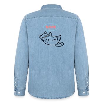 Chat Nope Bulle de Dialogue Colorée - Chemise en denim homme bio Stanley/Stella - bleu clair délavé - Dos - AI Model Male 185 light (185cm)