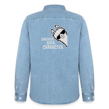 Lama Alpaka Sarcastic Side Character Sarkastisch - Männer Jeanshemd Organic von Stanley/Stella - verwaschenes Hellblau - Hinten - AI Model Male 185 light (185cm)