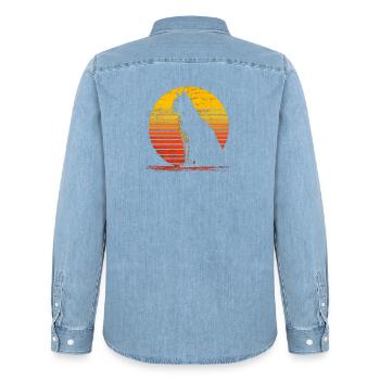 Luchs Katze Retro Wildkatze Design Naturfreund - Männer Jeanshemd Organic von Stanley/Stella - verwaschenes Hellblau - Hinten - AI Model Male 185 light (185cm)