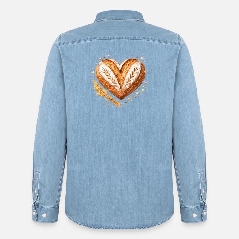 Herz Brot Backen Sauerteig Bäcker Design  - Männer Jeanshemd Organic von Stanley/Stella - verwaschenes Hellblau