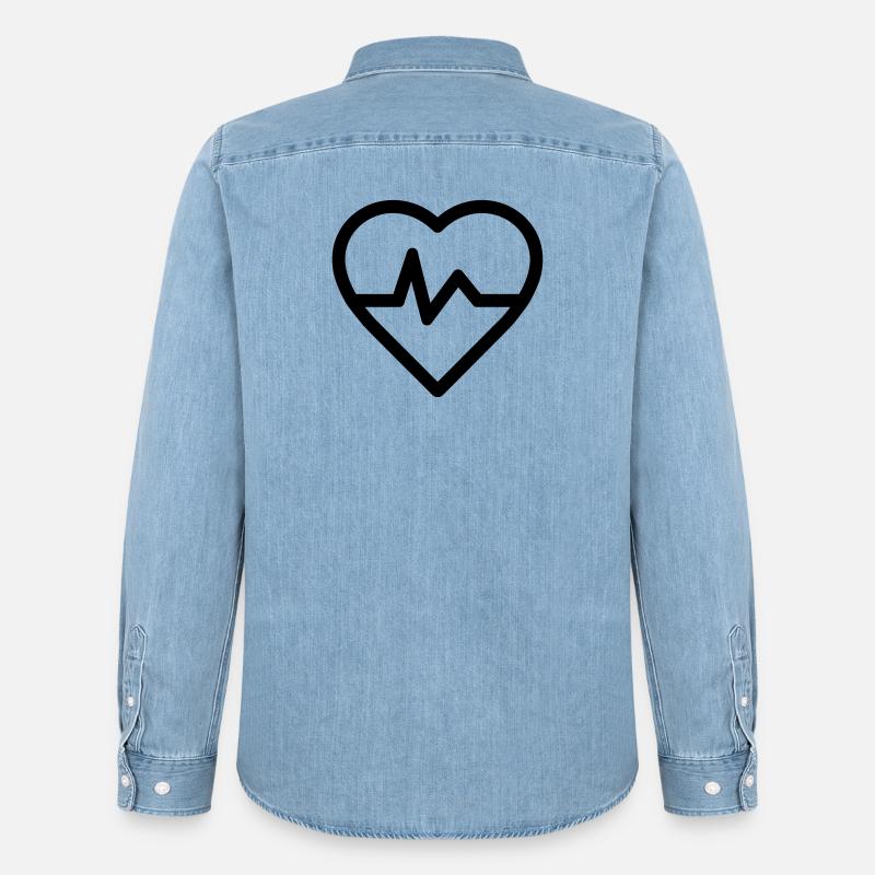 Herzfrequenz - Männer Jeanshemd Organic von Stanley/Stella - verwaschenes Hellblau