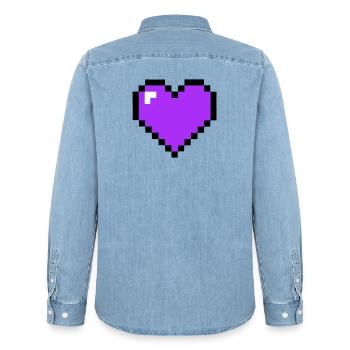 Pixel Herz 8-Bit Gesundheit - Männer Jeanshemd Organic von Stanley/Stella - verwaschenes Hellblau - Hinten - AI Model Male 185 light (185cm)