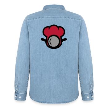 Chef's Hat Restaurant Chef Catering - Men’s Organic Denim Shirt by Stanley/Stella - light wash - Back - AI Model Male 185 light (185cm)