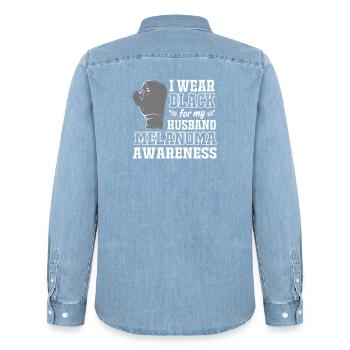 Hautkrebs Melanom - Männer Jeanshemd Organic von Stanley/Stella - verwaschenes Hellblau - Hinten - AI Model Male 185 light (185cm)