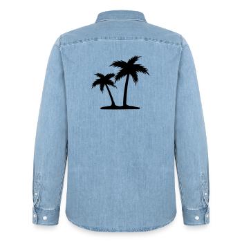 Palmen - Männer Jeanshemd Organic von Stanley/Stella - verwaschenes Hellblau - Hinten - AI Model Male 185 light (185cm)