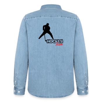 Hockey Team - Männer Jeanshemd Organic von Stanley/Stella - verwaschenes Hellblau - Hinten - AI Model Male 185 light (185cm)