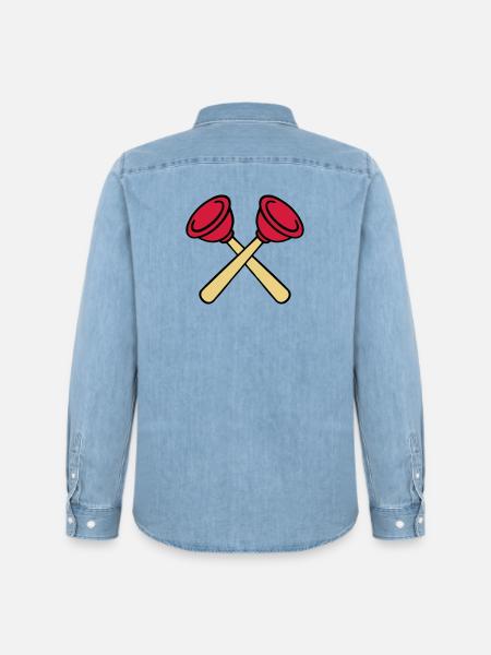 Pömpel gekreuzt - Männer Jeanshemd Organic von Stanley/Stella - verwaschenes Hellblau