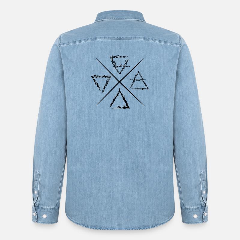 Vier Elemente Symbole - Männer Jeanshemd Organic von Stanley/Stella - verwaschenes Hellblau
