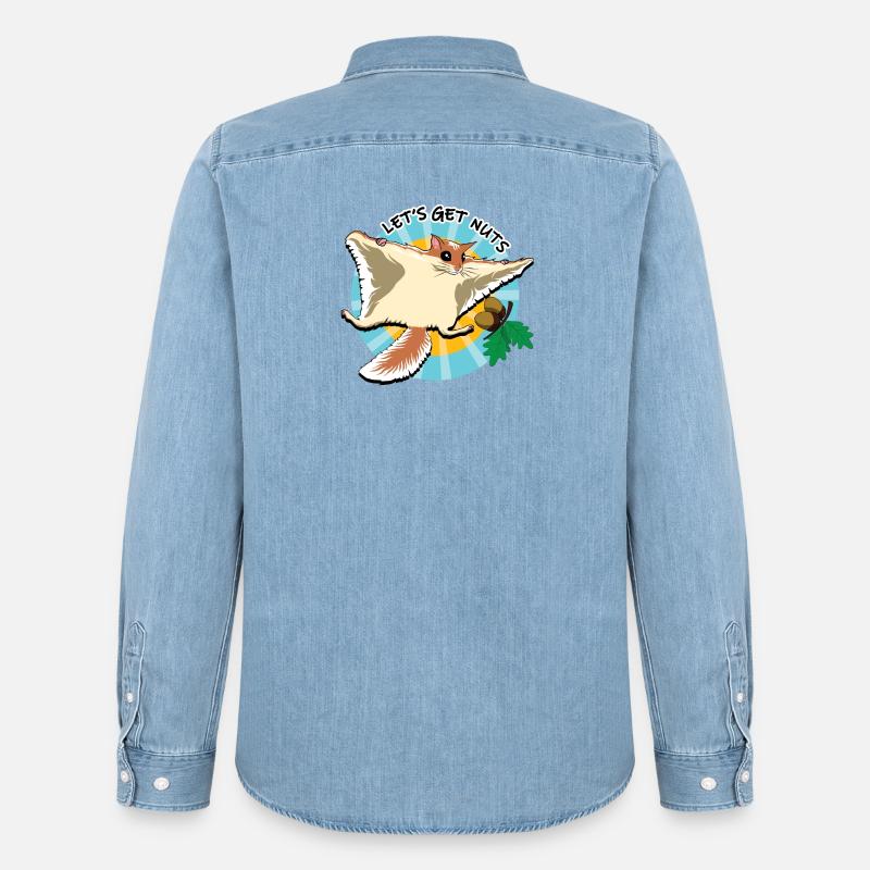 Fliegendes Eichhörnchen - Let es Get Nuts - Männer Jeanshemd Organic von Stanley/Stella - verwaschenes Hellblau