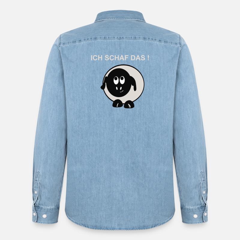 Ich schaff das Schaf Motiv - Männer Jeanshemd Organic von Stanley/Stella - verwaschenes Hellblau