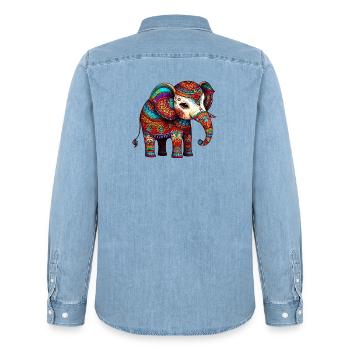Elefant - Männer Jeanshemd Organic von Stanley/Stella - verwaschenes Hellblau - Hinten - AI Model Male 185 light (185cm)