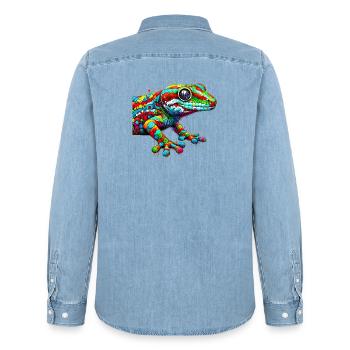 Gecko - Men’s Organic Denim Shirt by Stanley/Stella - light wash - Back - AI Model Male 185 light (185cm)