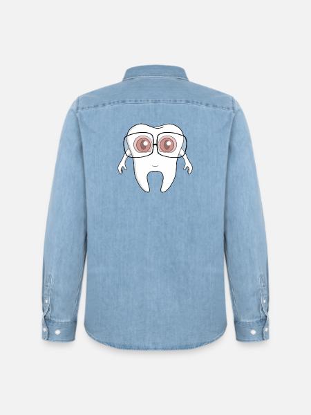 Ein entzückender Zahn mit Brille - Männer Jeanshemd Organic von Stanley/Stella - verwaschenes Hellblau