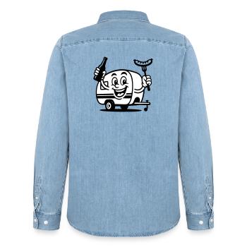 Its Camping Time - Männer Jeanshemd Organic von Stanley/Stella - verwaschenes Hellblau - Hinten - AI Model Male 185 light (185cm)