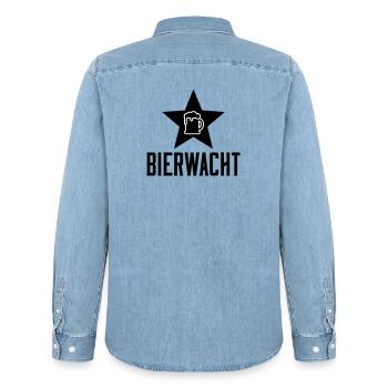 Bierkrug Linienkunst - Männer Jeanshemd Organic von Stanley/Stella - verwaschenes Hellblau - Hinten - AI Model Male 185 light (185cm)