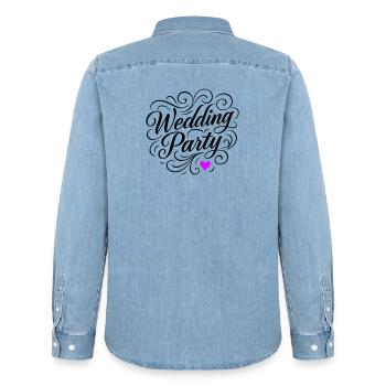 Wedding Party Wedding Party - Men’s Organic Denim Shirt by Stanley/Stella - light wash - Back - AI Model Male 185 light (185cm)