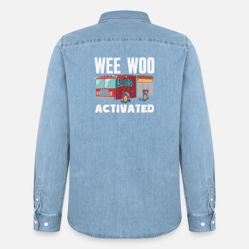Wee Woo Squad Fire Tiny Feuerwehrmann - Männer Jeanshemd Organic von Stanley/Stella - verwaschenes Hellblau