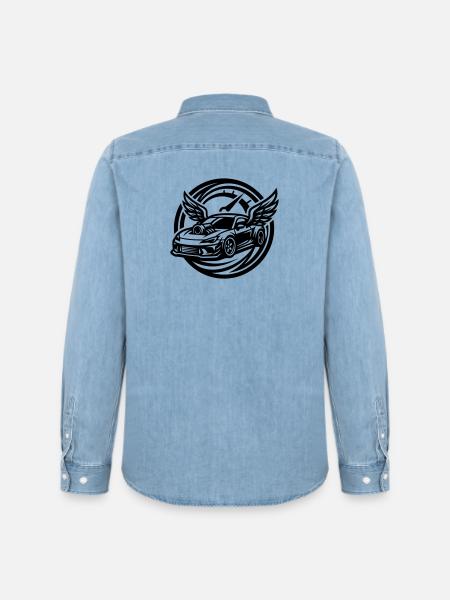 Auto Tuning Tacho - Männer Jeanshemd Organic von Stanley/Stella - verwaschenes Hellblau