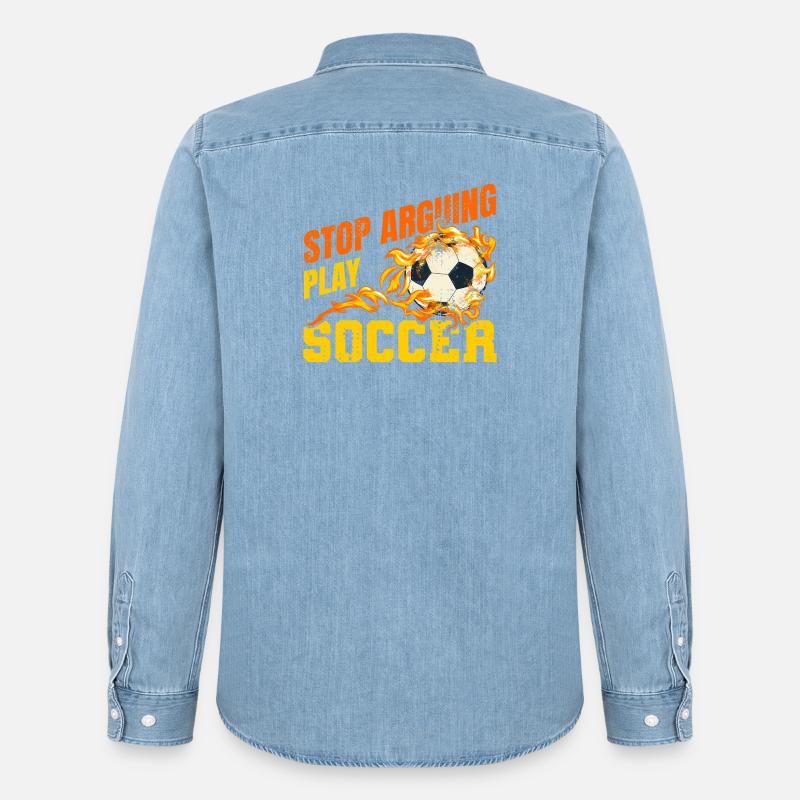 Fußball Witziger Spruch - Männer Jeanshemd Organic von Stanley/Stella - verwaschenes Hellblau